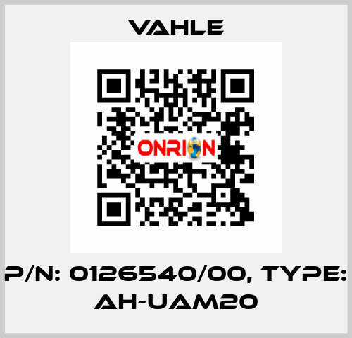 P/n: 0126540/00, Type: AH-UAM20 Vahle