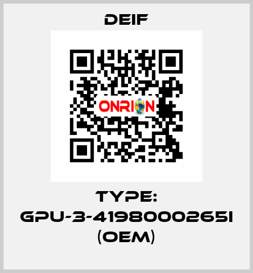 Type: GPU-3-4198000265I (OEM) Deif