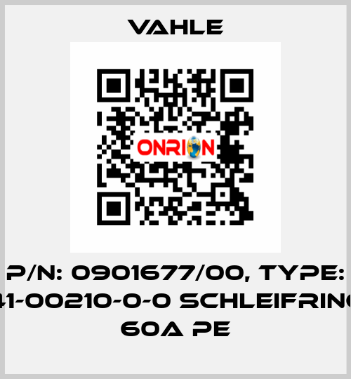 P/n: 0901677/00, Type: 41-00210-0-0 SCHLEIFRING 60A PE Vahle