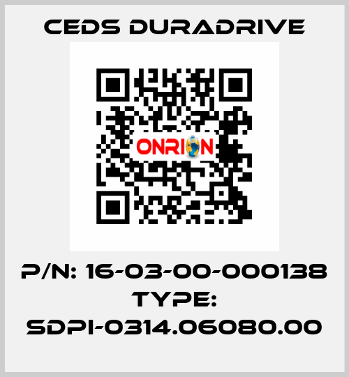 p/n: 16-03-00-000138 type: SDPI-0314.06080.00 Ceds Duradrive