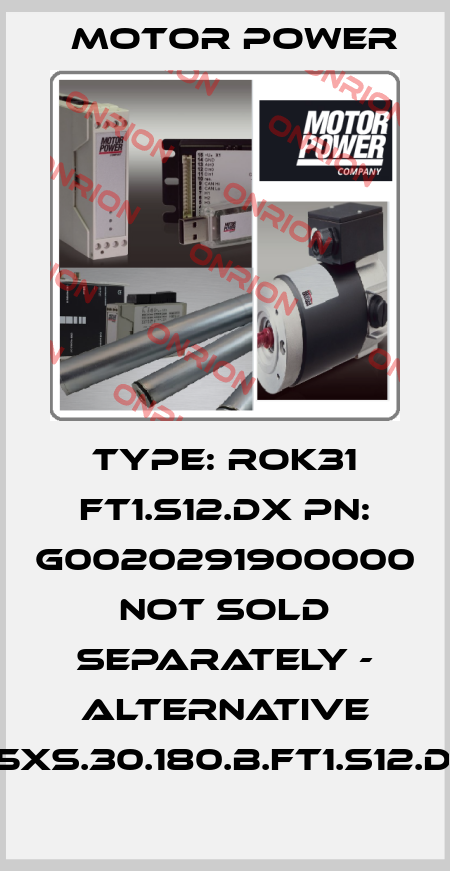 Type: ROK31 FT1.S12.DX PN: G0020291900000 not sold separately - alternative ROK.315XS.30.180.B.FT1.S12.DX.07.A1 Motor Power