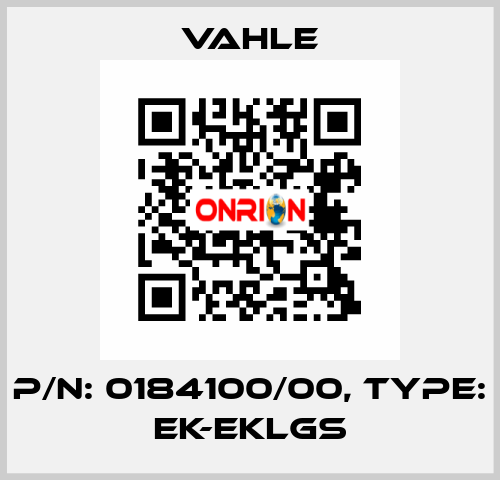 P/n: 0184100/00, Type: EK-EKLGS Vahle