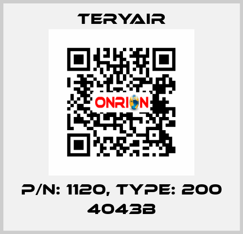 P/N: 1120, Type: 200 4043B TERYAIR