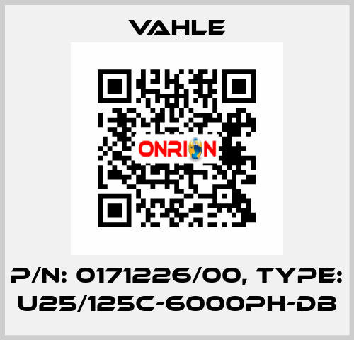 P/n: 0171226/00, Type: U25/125C-6000PH-DB Vahle