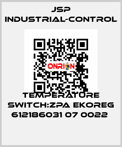 TEMPERATURE SWITCH:ZPA EKOREG 612186031 07 0022  JSP Industrial-Control