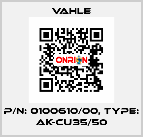 P/n: 0100610/00, Type: AK-CU35/50 Vahle