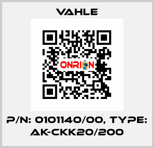 P/n: 0101140/00, Type: AK-CKK20/200 Vahle