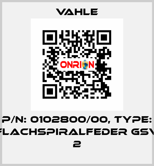 P/n: 0102800/00, Type: FLACHSPIRALFEDER GSV 2 Vahle