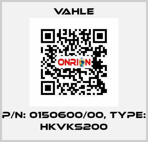 P/n: 0150600/00, Type: HKVKS200 Vahle