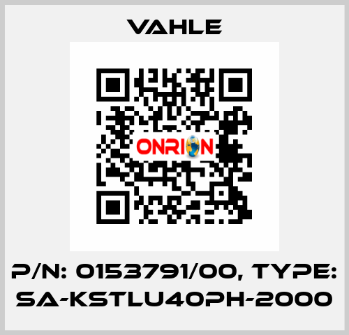 P/n: 0153791/00, Type: SA-KSTLU40PH-2000 Vahle