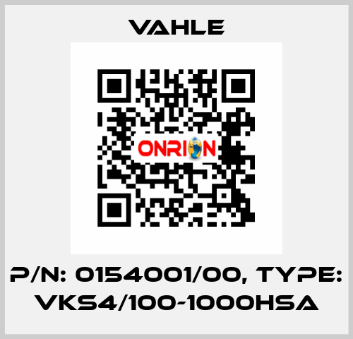 P/n: 0154001/00, Type: VKS4/100-1000HSA Vahle