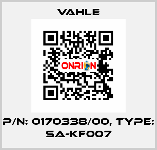 P/n: 0170338/00, Type: SA-KF007 Vahle