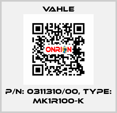 P/n: 0311310/00, Type: MK1R100-K Vahle