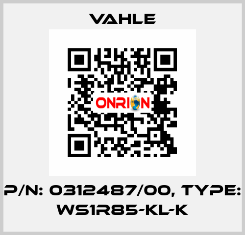 P/n: 0312487/00, Type: WS1R85-KL-K Vahle