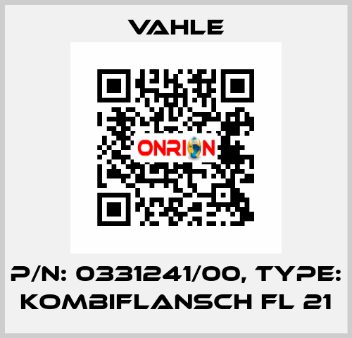 P/n: 0331241/00, Type: KOMBIFLANSCH FL 21 Vahle