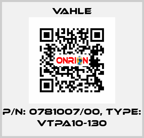 P/n: 0781007/00, Type: VTPA10-130 Vahle