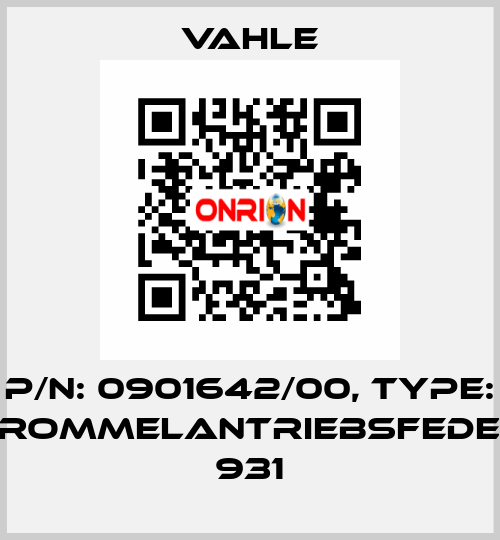 P/n: 0901642/00, Type: TROMMELANTRIEBSFEDER 931 Vahle