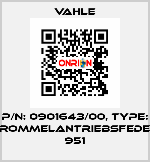 P/n: 0901643/00, Type: TROMMELANTRIEBSFEDER 951 Vahle