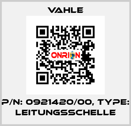 P/n: 0921420/00, Type: LEITUNGSSCHELLE Vahle