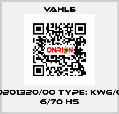 0201320/00 TYPE: KWG/G 6/70 HS Vahle