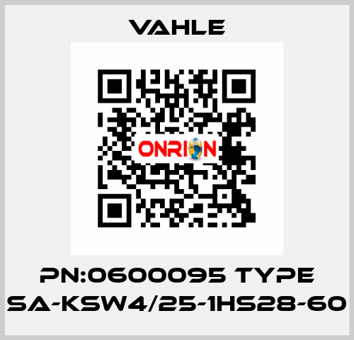 PN:0600095 Type SA-KSW4/25-1HS28-60 Vahle