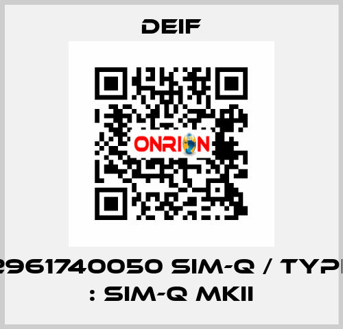 2961740050 SIM-Q / Type : SIM-Q MKII Deif