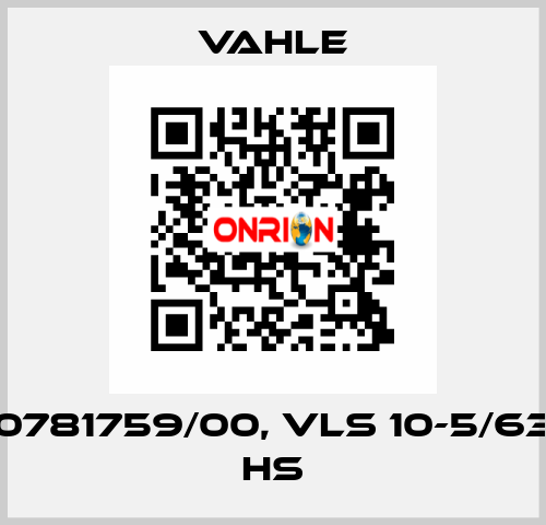 0781759/00, VLS 10-5/63 HS Vahle