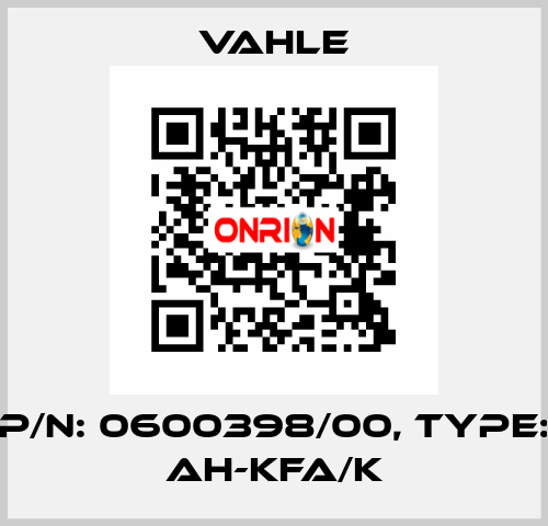 P/n: 0600398/00, Type: AH-KFA/K Vahle