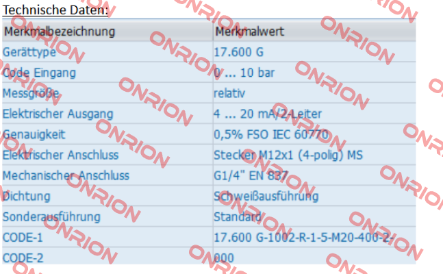 17.600 G-1002-R-1-5-M20-400-2-000 Bd Sensors