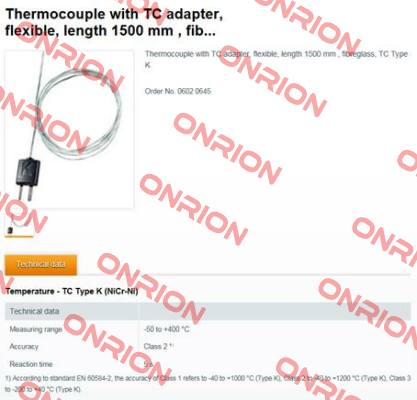 Thermocouple with TC adapter (0602 0645)  Testo