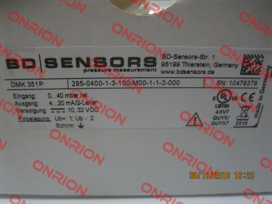 DMK 351P / Code: 295-0400-1-3-100-M00-1-1-2-000 Bd Sensors