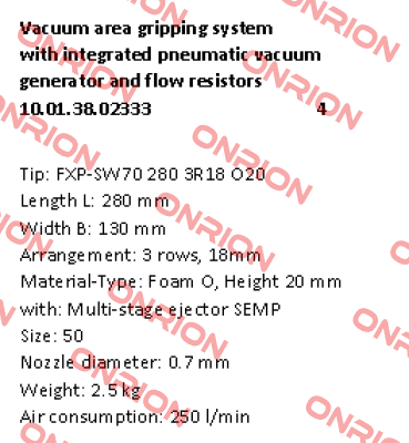 Typ: FXP-SW70 280 3R18 O20 Schmalz