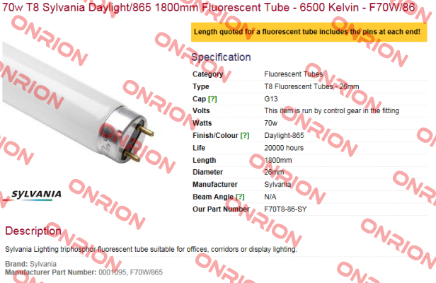 F70T8-86-SY  Sylvania