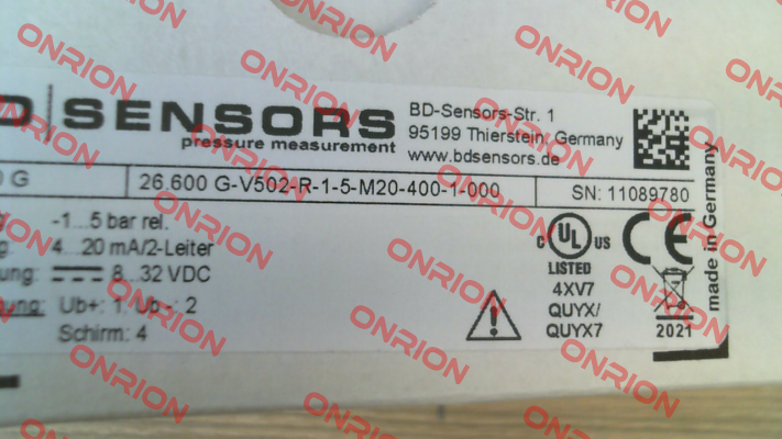 26.600 G-V502-R-1-5-M20-400-1-000 Bd Sensors