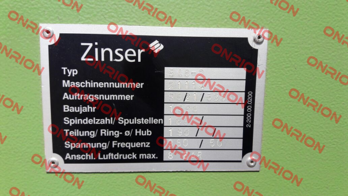 DWG.NR: N 077 14 000 ZINSER CODE: 1-455.00.0017  Zinser