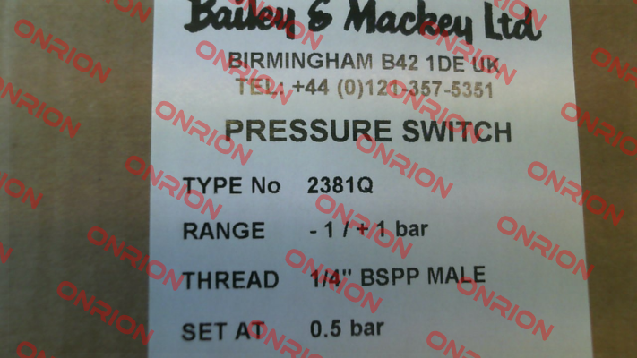 Type 2381Q (05 87940 165) Bailey & Mackey