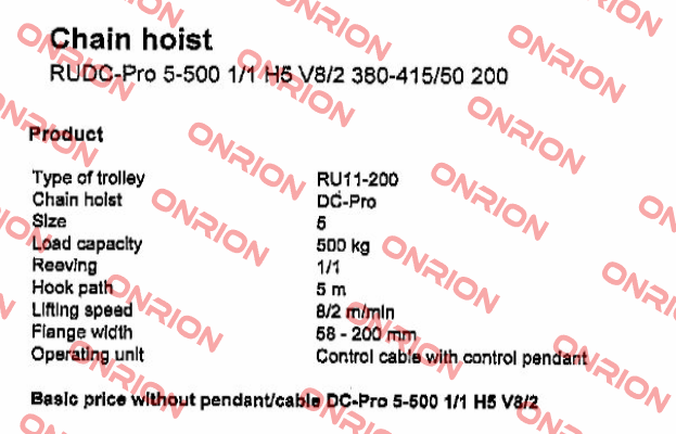 RUDC-Pro 5-500 1/1 H5 V8/2 380-415/50 200  Demag