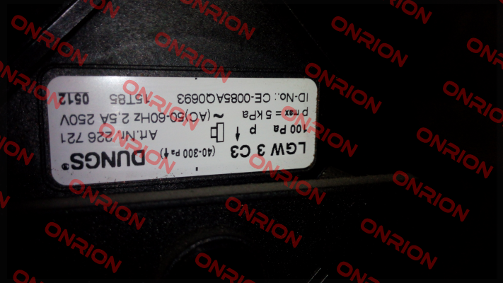 LGW 3 C3, Art.N 226721 -  not available possible replacement(LGW 3 A2-7 / 257435;LGW 3 A2-7 / 257435;LGW 3 A4, 0.4 / 221590;DMV-D 503/11 / 222 326)  Dungs