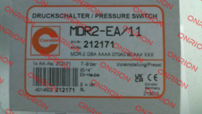 212171 / MDR 2/11-EA / MDR-2 GBA AAAA 070A090 XAA XXX Condor